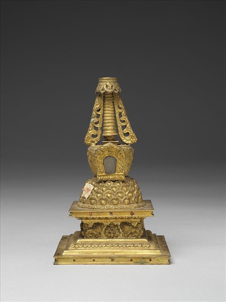 銅鍍金嵌料佛塔 聚蓮塔