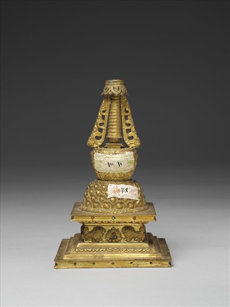 銅鍍金嵌料佛塔 聚蓮塔