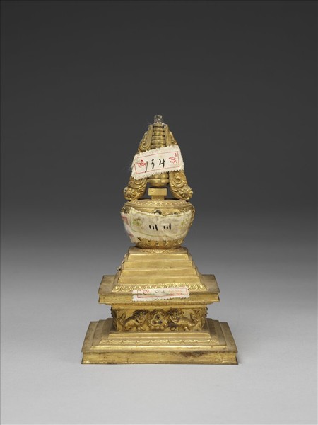 銅鍍金嵌料佛塔 菩提塔