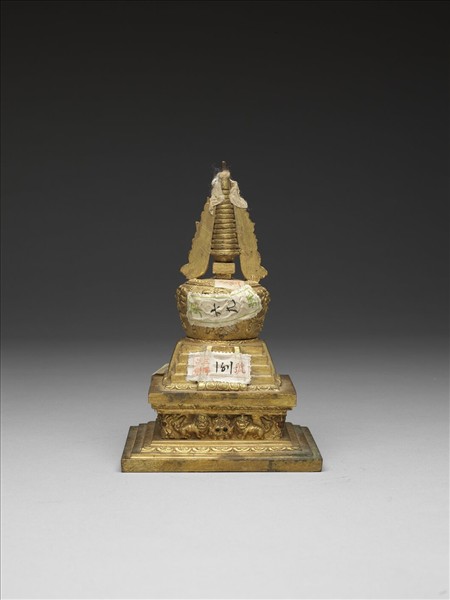 銅鍍金嵌料佛塔 天降塔