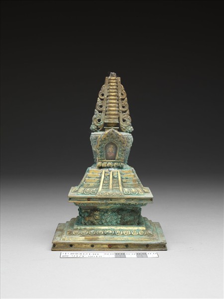 銅鍍金嵌料佛塔 天降塔