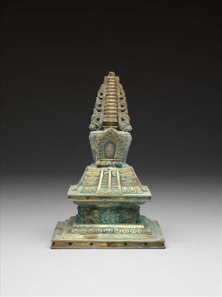 銅鍍金嵌料佛塔 天降塔