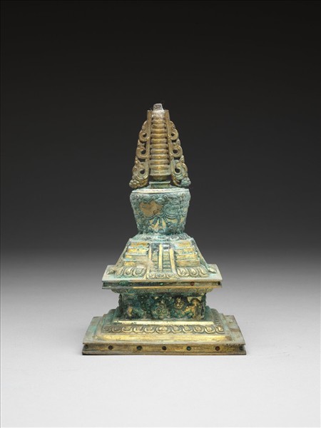 銅鍍金嵌料佛塔 天降塔