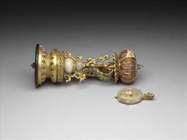 銅鍍金嵌玉及填料八寶（法輪）