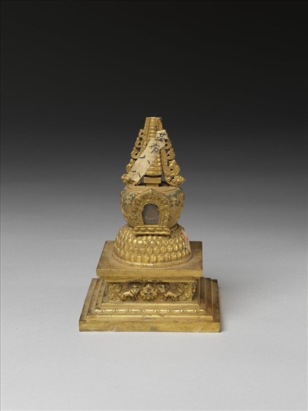 銅鍍金嵌料佛塔 聚蓮塔