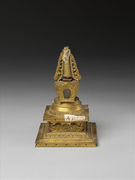 銅鍍金嵌料佛塔 涅槃塔