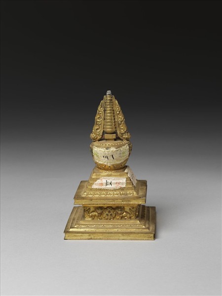 銅鍍金嵌料佛塔 多門塔