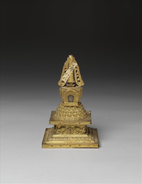 銅鍍金嵌料佛塔 聚蓮塔