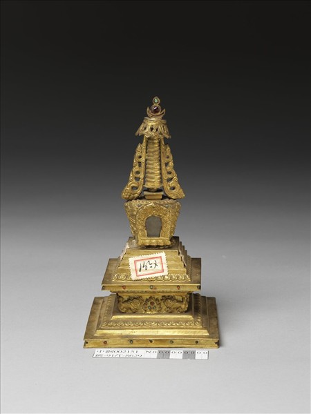 銅鍍金嵌料佛塔 菩提塔