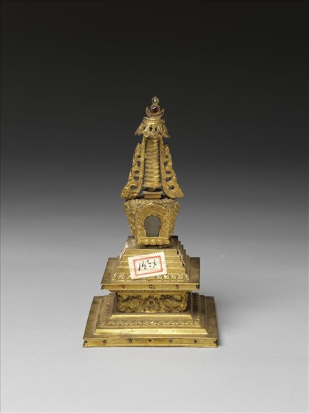 銅鍍金嵌料佛塔 菩提塔