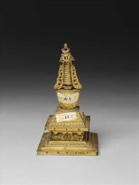 銅鍍金嵌料佛塔 菩提塔