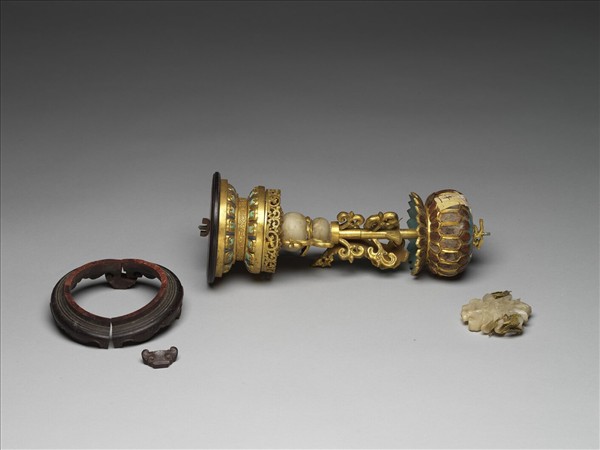 銅鍍金嵌玉及填料八寶（蓮花）