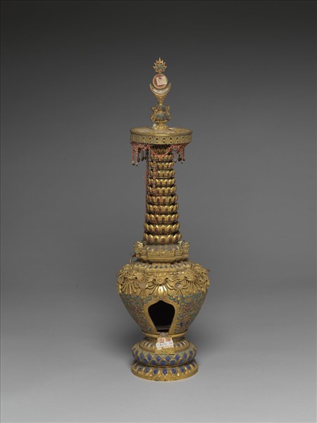 銅鍍金嵌玉及填料佛塔 聚蓮塔