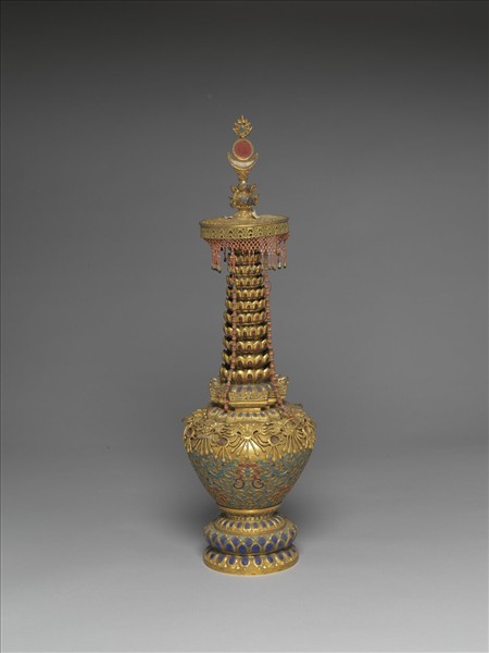 銅鍍金嵌玉及填料佛塔 聚蓮塔