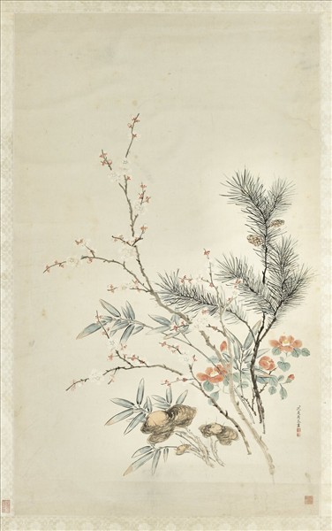 清沈慶蘭松芝梅竹　軸