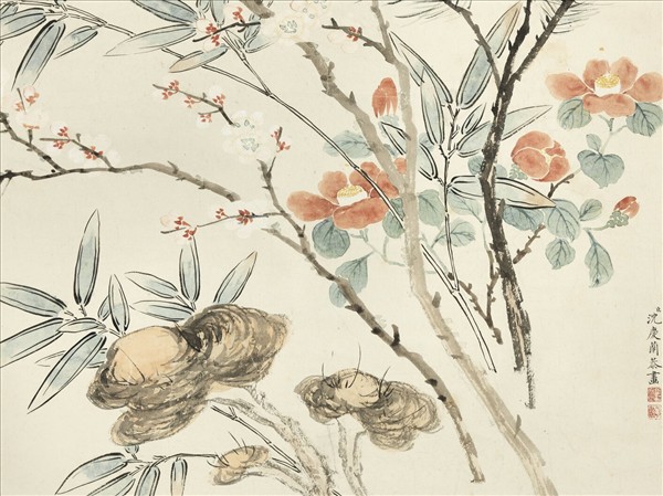 清沈慶蘭松芝梅竹　軸