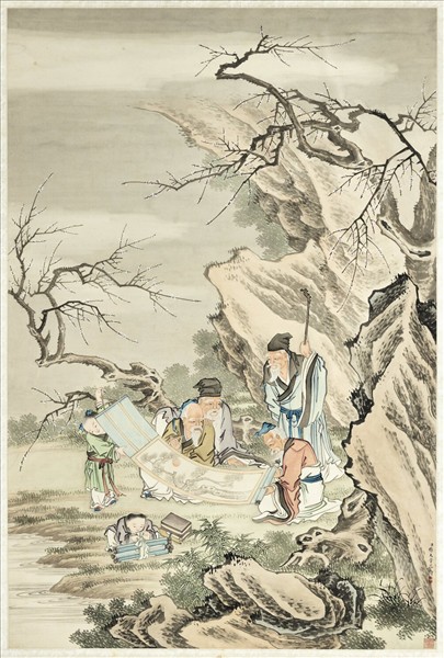 清楊大章梅林評畫　軸