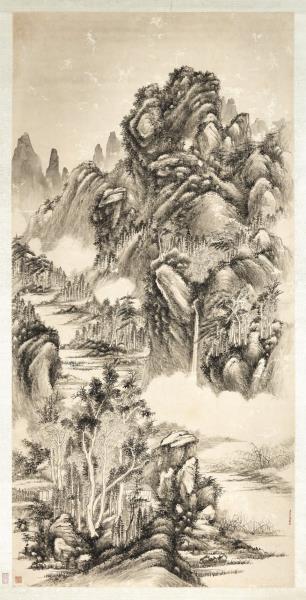 清弘旿雨後鳴泉　軸