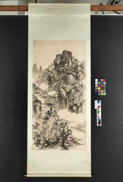 清弘旿雨後鳴泉　軸