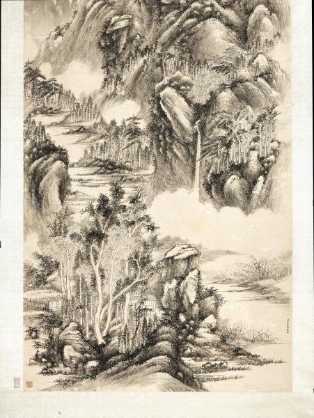 清弘旿雨後鳴泉　軸