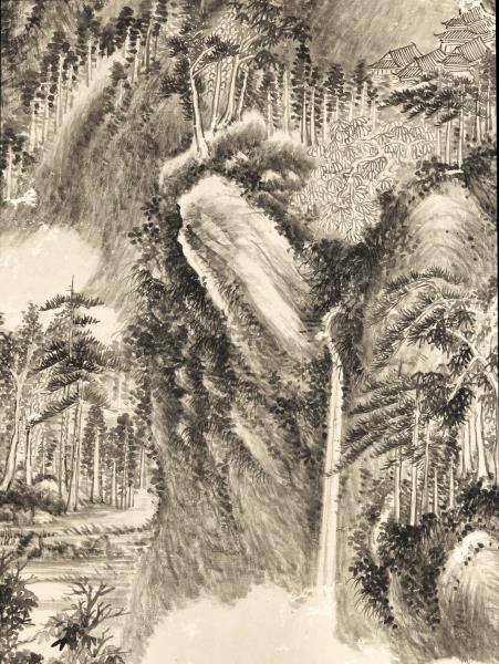 清弘旿雨後鳴泉　軸