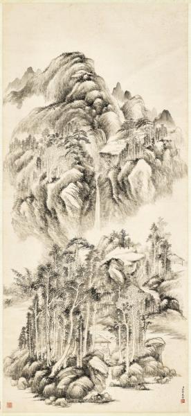 清弘旿懸崖飛瀑　軸