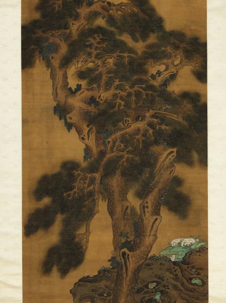 明劉度仿趙承旨長春翠柏　軸