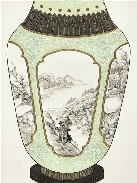 清陳兆鳳博古花草　軸