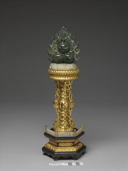 銅鍍金嵌碧玉七政寶-寶珠