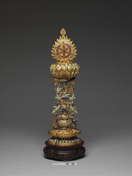 銅鍍金嵌料石七政寶-寶輪