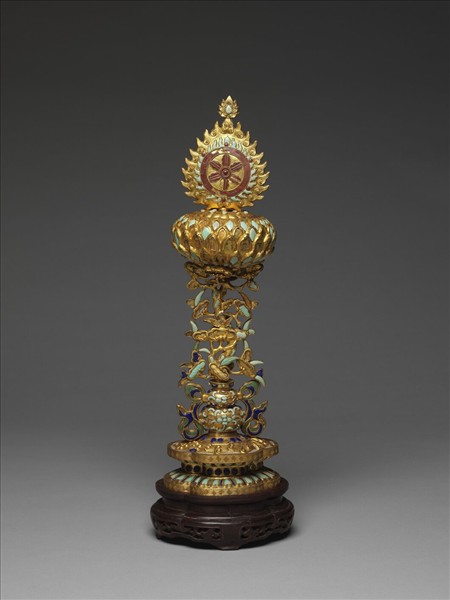 銅鍍金嵌料石七政寶-寶輪