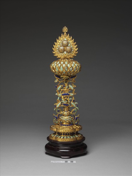 銅鍍金嵌料石七政寶-寶珠