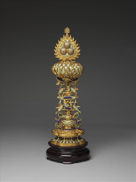 銅鍍金嵌料石七政寶-寶珠