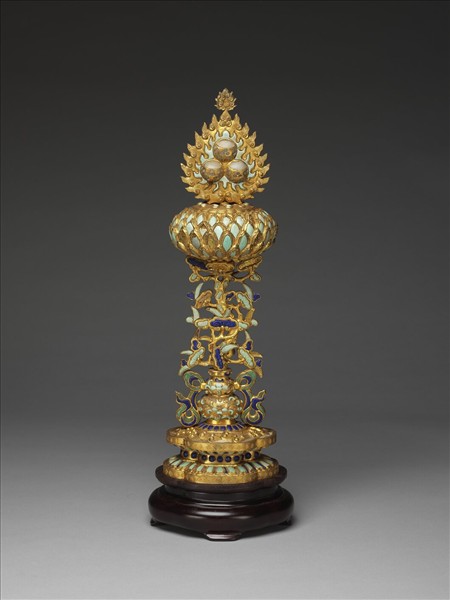 銅鍍金嵌料石七政寶-寶珠