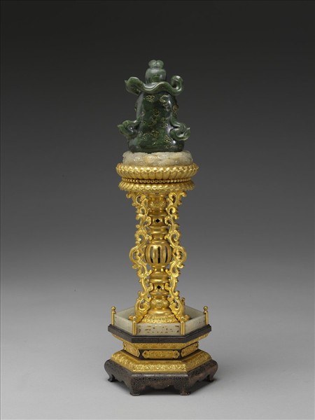 銅鍍金嵌碧玉七政寶-玉女