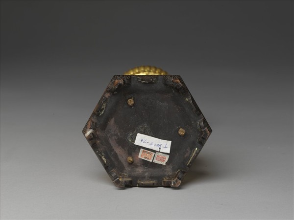 銅鍍金嵌碧玉七政寶-玉女