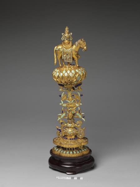 銅鍍金嵌料石七政寶-寶馬