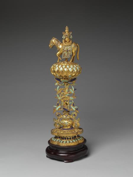 銅鍍金嵌料石七政寶-寶馬