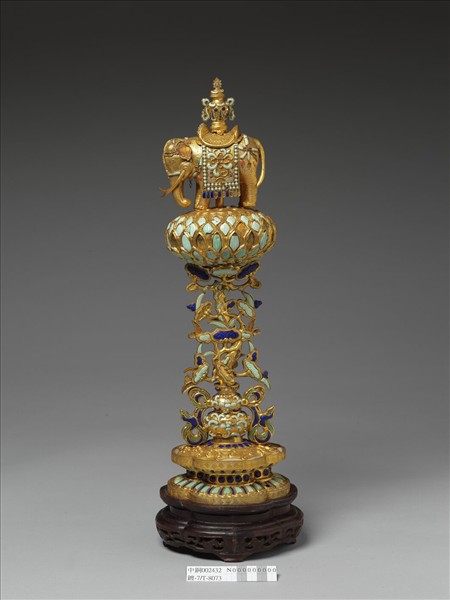 銅鍍金嵌料石七政寶-寶象