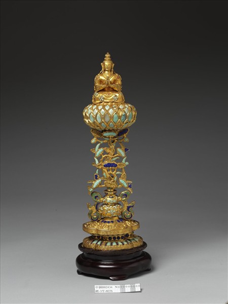 銅鍍金嵌料石七政寶-玉女