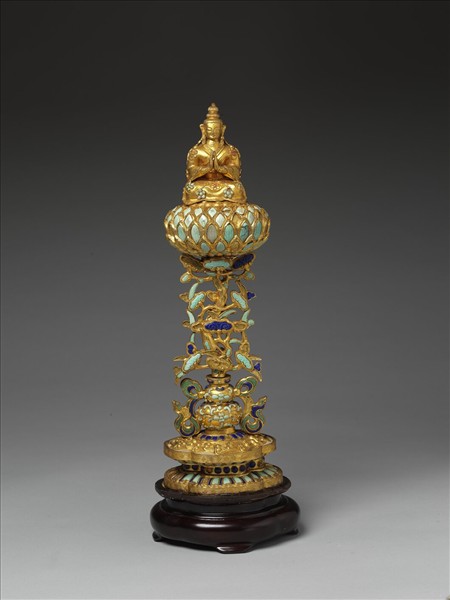 銅鍍金嵌料石七政寶-玉女