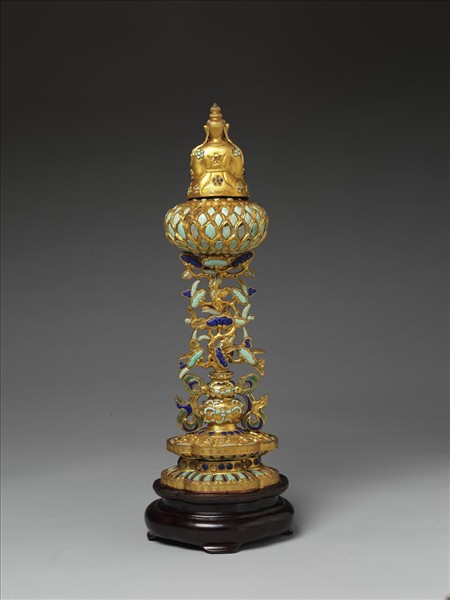 銅鍍金嵌料石七政寶-玉女