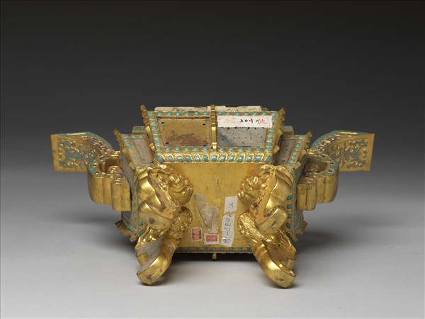 銅鍍金嵌玉及填琺瑯爐(五供)