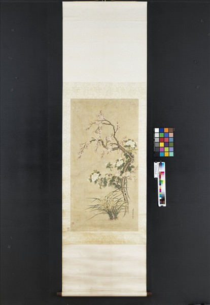 清錢維城蘭杏山茶　軸