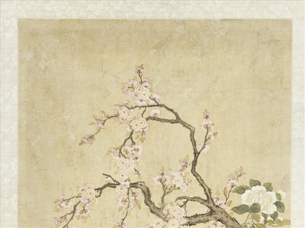 清錢維城蘭杏山茶　軸