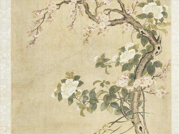 清錢維城蘭杏山茶　軸