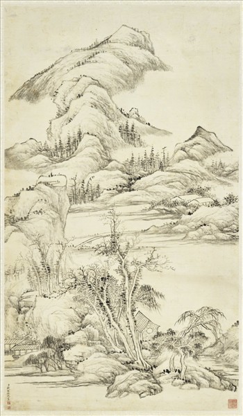 清錢維城溪橋野趣　軸