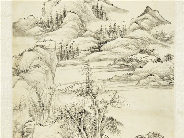 清錢維城溪橋野趣　軸