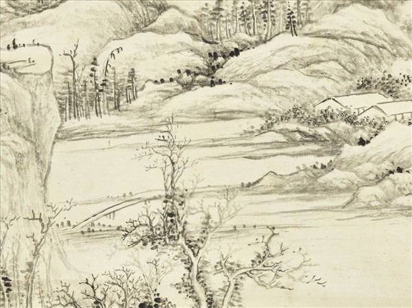 清錢維城溪橋野趣　軸