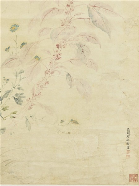 清錢維城蕉石秋花　軸